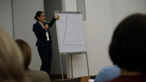 Bei einer Rede an einer Flipchart
