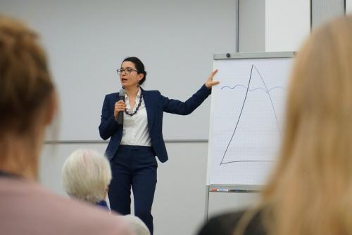 Bei einer Rede an einer Flipchart